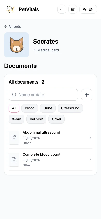 Socrates' documents: abdominal ultrasound and blood test